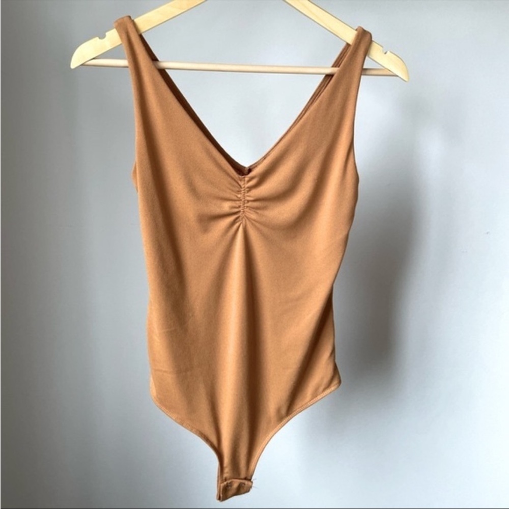 Dynamite Mustard High Point Bodysuit with Ruching